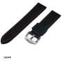 Correa de reloj LuuXr 22 mm negra con pespunte rojo